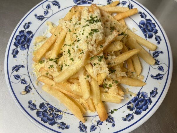 Garlic fries on a plate